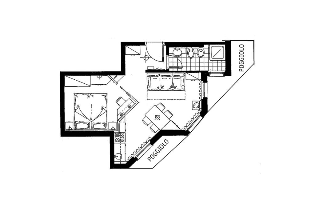 Ein-Zimmer Wohnung Typ B - 4 Schlafplätze