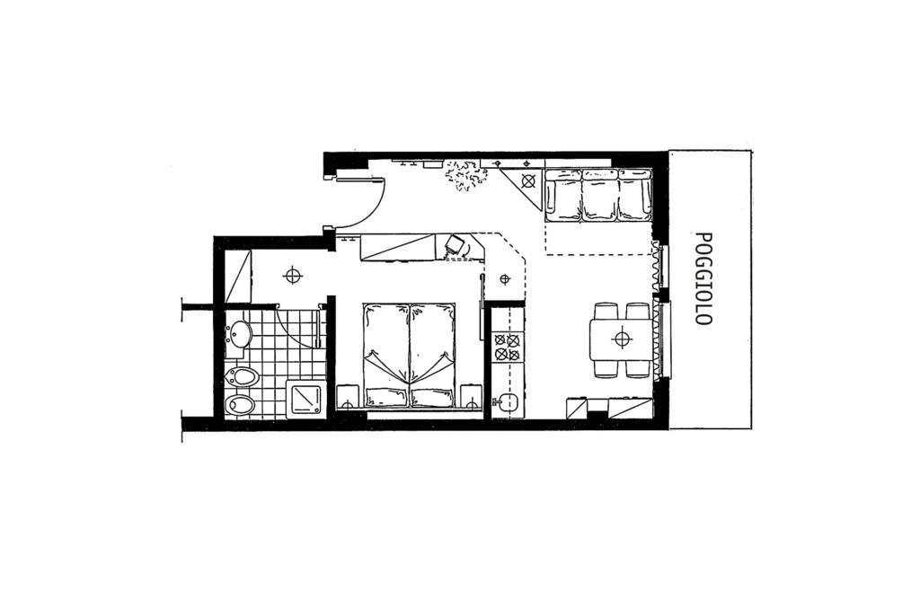 Ein-Raum-Appartement Typ C - 4 Schlafplätze