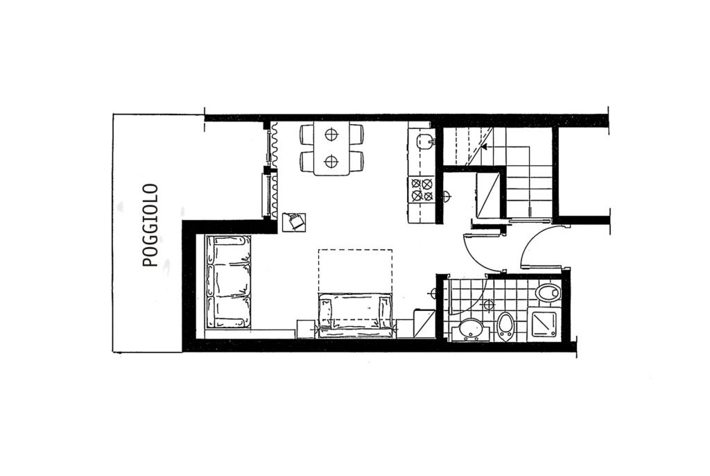 Ein-Zimmer Wohnung Typ A - 4 Schlafplätze